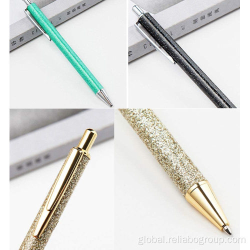 China Luxury Metal Glitter Retractable Medium Ballpoint Pen Factory